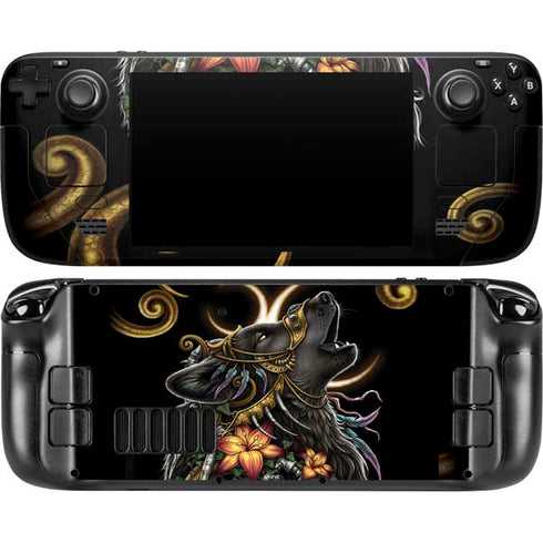 Wolf Howling by Sarah Richter Steam Deck Handheld Gaming Computer OLED Skin