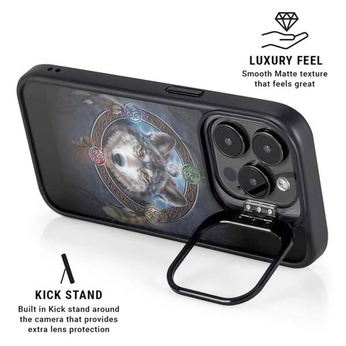 Wolf Symbols by Brigid Ashwood iPhone 15 Pro Max Kickstand Case