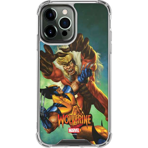 Marvel X-Men Wolverine Vs Sabretooth iPhone 14 Pro Max Clear Case