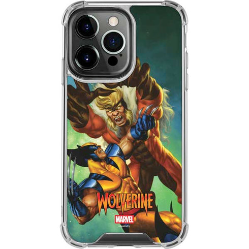 Marvel X-Men Wolverine Vs Sabretooth iPhone 15 Pro Max Clear Case