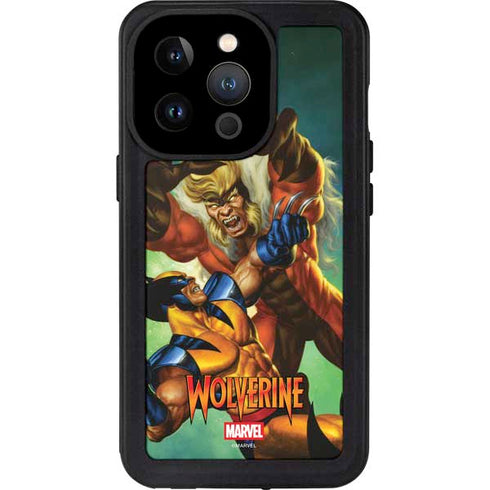 Marvel X-Men Wolverine Vs Sabretooth iPhone 15 Pro Waterproof Case