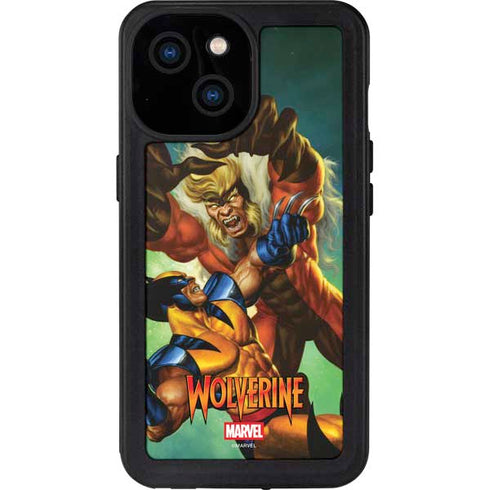 Marvel X-Men Wolverine Vs Sabretooth iPhone 15 Waterproof Case