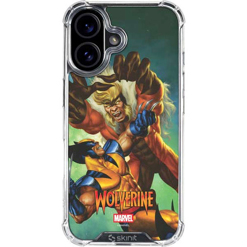 Marvel X-Men Wolverine Vs Sabretooth iPhone 16 Clear Case