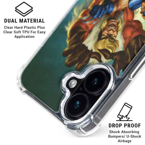 Marvel X-Men Wolverine Vs Sabretooth iPhone 16 Clear Case