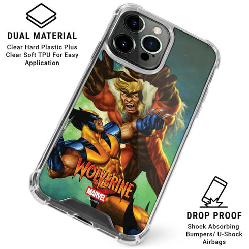 Marvel X-Men Wolverine Vs Sabretooth iPhone 16 Pro Max Clear Case