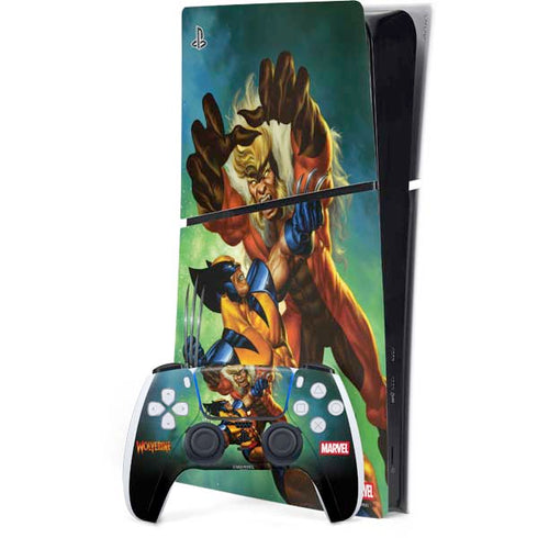 Marvel X-Men Wolverine Vs Sabretooth PS5 Slim Digital Edition Bundle Skin
