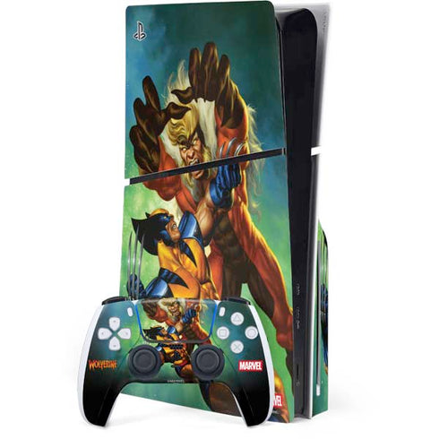 Marvel X-Men Wolverine Vs Sabretooth PS5 Slim Disk Bundle Skin