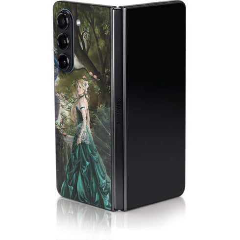 Woman with Peacocks by Nene Thomas Galaxy Z Fold5 5G Skin