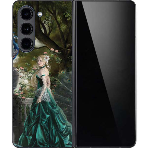 Woman with Peacocks by Nene Thomas Galaxy Z Fold5 5G Skin
