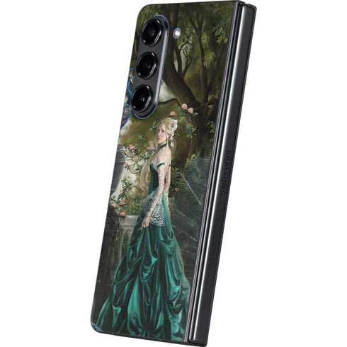Woman with Peacocks by Nene Thomas Galaxy Z Fold5 5G Skin