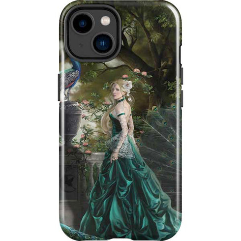 Woman with Peacocks by Nene Thomas iPhone 15 Impact Case