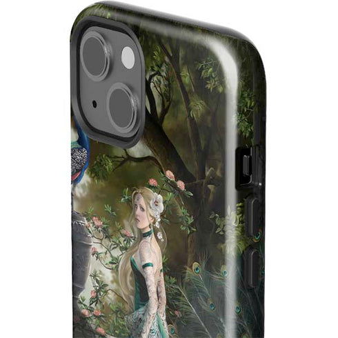 Woman with Peacocks by Nene Thomas iPhone 15 Impact Case