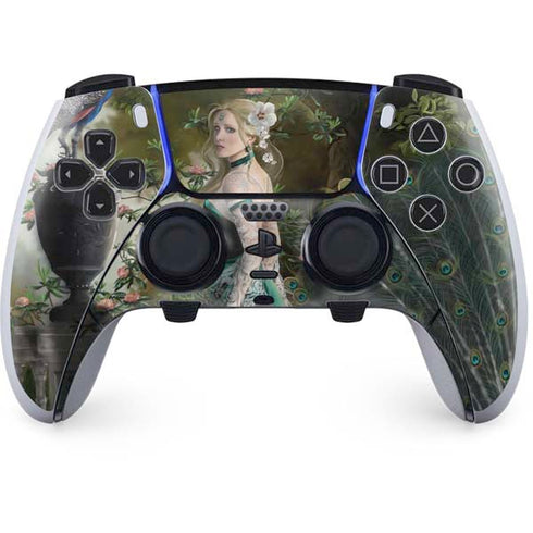 Woman with Peacocks by Nene Thomas PS5 DualSense Edge Pro Controller Skin