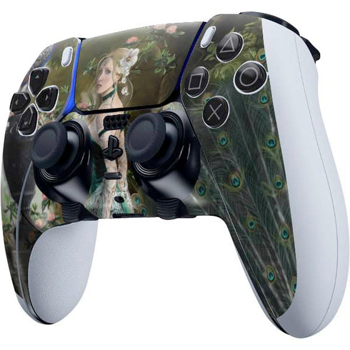 Woman with Peacocks by Nene Thomas PS5 DualSense Edge Pro Controller Skin