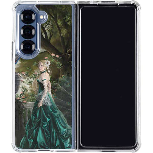Woman with Peacocks by Nene Thomas Galaxy Z Fold6 Clear Case