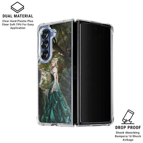 Woman with Peacocks by Nene Thomas Galaxy Z Fold6 Clear Case