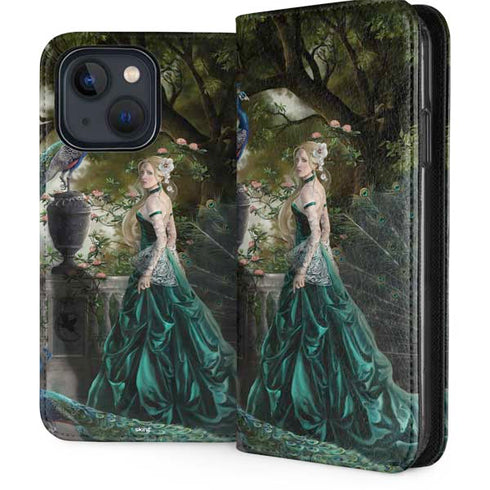 Woman with Peacocks by Nene Thomas iPhone 14 Folio Case