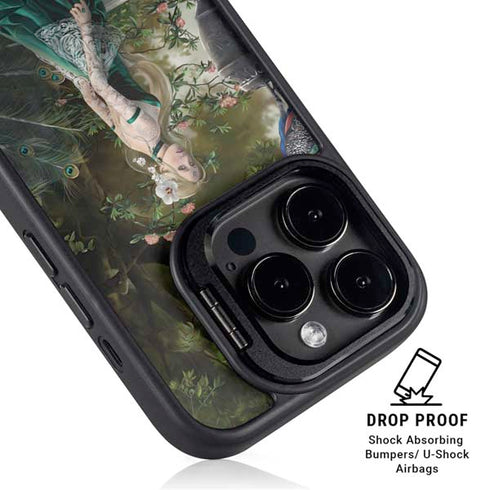 Woman with Peacocks by Nene Thomas iPhone 14 Pro Kickstand Case