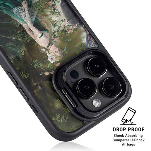 Woman with Peacocks by Nene Thomas iPhone 14 Pro Max Kickstand Case