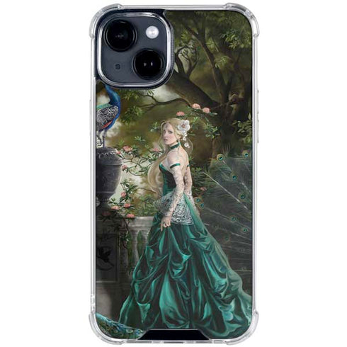 Woman with Peacocks by Nene Thomas iPhone 15 Clear Case