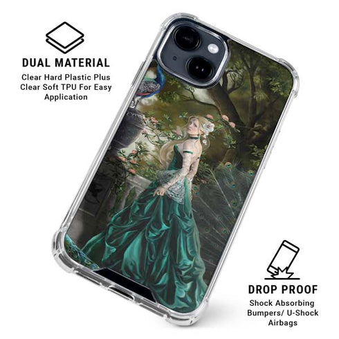 Woman with Peacocks by Nene Thomas iPhone 15 Clear Case