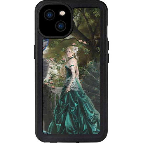 Woman with Peacocks by Nene Thomas iPhone 15 Plus Waterproof Case