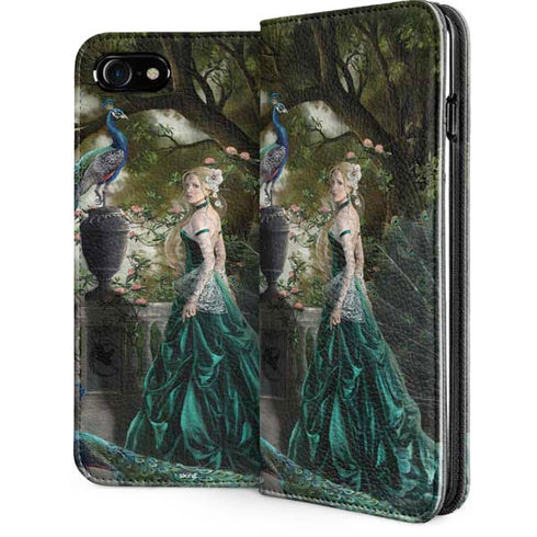 Woman with Peacocks by Nene Thomas iPhone SE (2nd & 3rd Gen) Folio Case