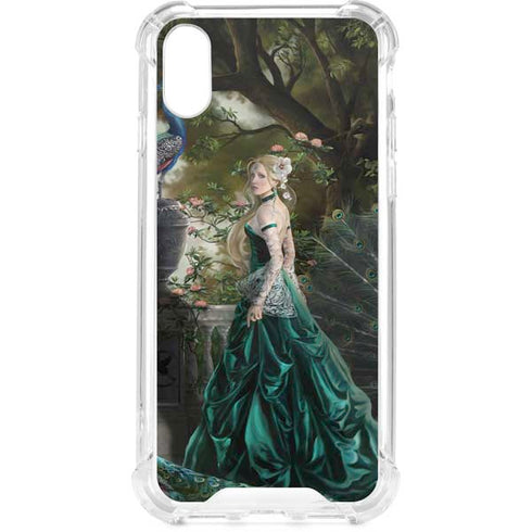 Woman with Peacocks by Nene Thomas iPhone XS Clear Case