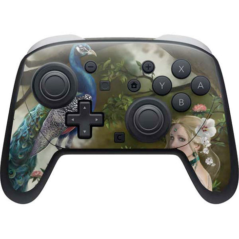 Woman with Peacocks by Nene Thomas Nintendo Switch 2 (2025) Pro Controller Skin