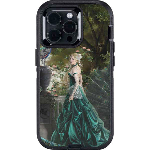 Woman with Peacocks by Nene Thomas Otterbox Defender iPhone Skin