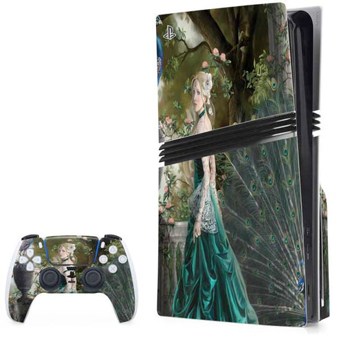 Woman with Peacocks by Nene Thomas PS5 Pro Disk Bundle Skin