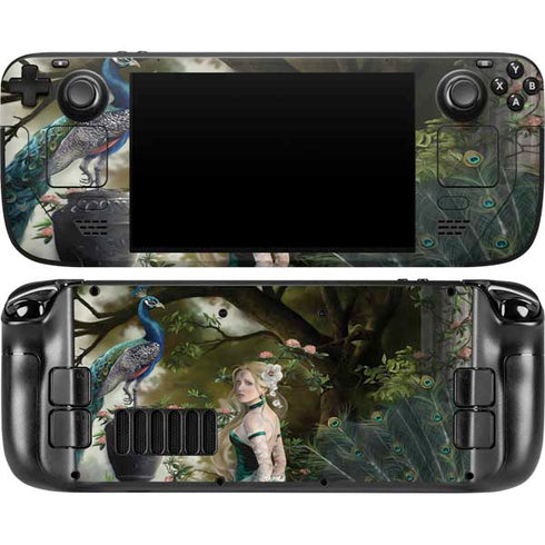 Woman with Peacocks by Nene Thomas Steam Deck Handheld Gaming Computer OLED Skin