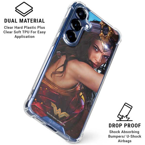 DC Comics Wonder Woman Battle Ready Poster Galaxy S25 Plus Clear Case
