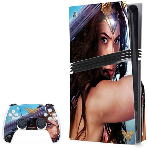 DC Comics Wonder Woman Battle Ready Poster PS5 Pro Disk Bundle Skin