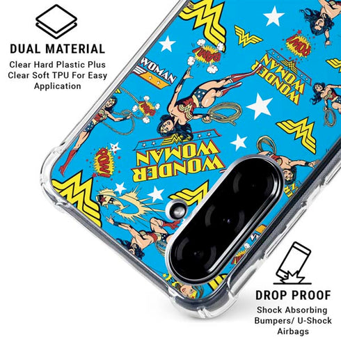 DC Comics Wonder Woman Action pose pattern Galaxy A36 5G Clear Case