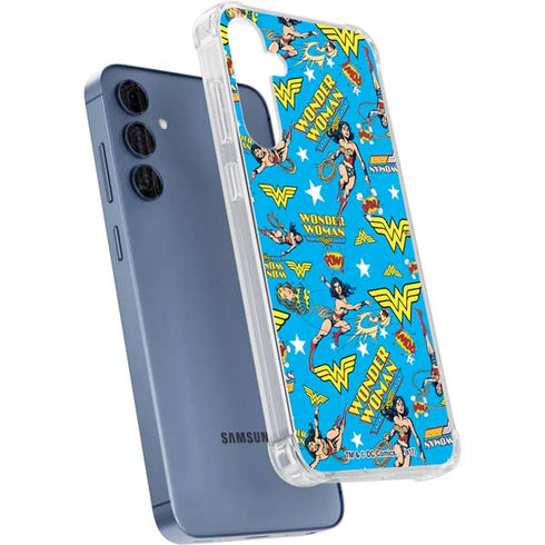 DC Comics Wonder Woman Action pose pattern Galaxy A55 5G Clear Case