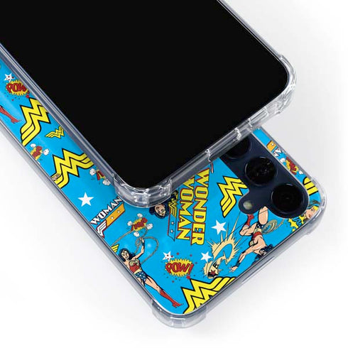 DC Comics Wonder Woman Action pose pattern Galaxy A55 5G Clear Case