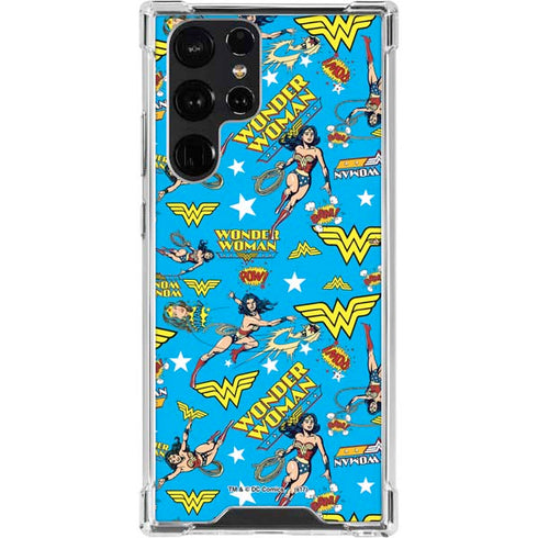 DC Comics Wonder Woman Action pose pattern Galaxy S23 Ultra Clear Case