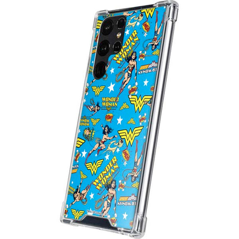 DC Comics Wonder Woman Action pose pattern Galaxy S23 Ultra Clear Case