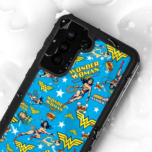DC Comics Wonder Woman Action pose pattern Galaxy S24 Plus Waterproof Case