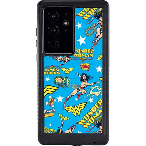 DC Comics Wonder Woman Action pose pattern Galaxy S24 Ultra Waterproof Case