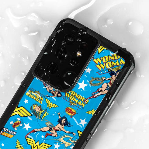 DC Comics Wonder Woman Action pose pattern Galaxy S24 Ultra Waterproof Case