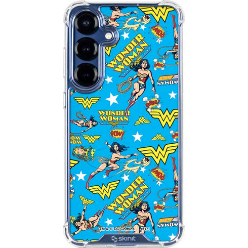 DC Comics Wonder Woman Action pose pattern Galaxy S25 Plus Clear Case