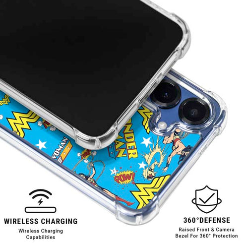 DC Comics Wonder Woman Action pose pattern Galaxy S25 Plus Clear Case