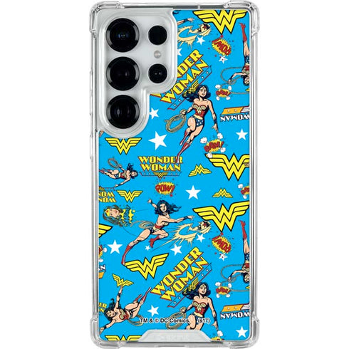 DC Comics Wonder Woman Action pose pattern Galaxy S25 Ultra Clear Case