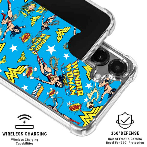 DC Comics Wonder Woman Action pose pattern Galaxy S26 Clear Case