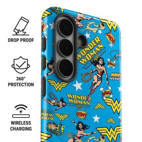 DC Comics Wonder Woman Action pose pattern Galaxy S26 Plus Impact Case