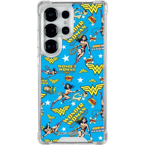 DC Comics Wonder Woman Action pose pattern Galaxy S26 Ultra Clear Case