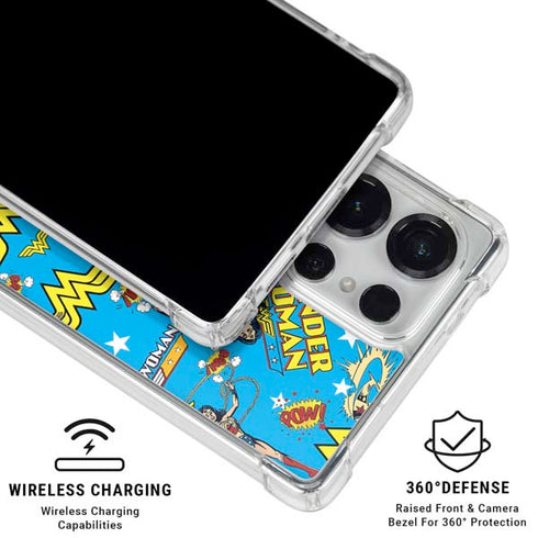 DC Comics Wonder Woman Action pose pattern Galaxy S26 Ultra Clear Case