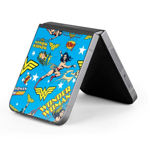 DC Comics Wonder Woman Action pose pattern Galaxy Z Flip6 Skin